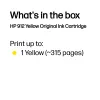 HP 912 Dzeltens oriģināls tintes kasetne, dzeltena, 1 gab., 315 lapas