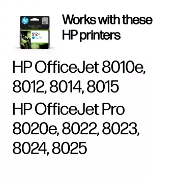 HP 912XL High Yield Cyan oriģinālā tintes kasetne, ciāna, 1 gab., 700 lapas