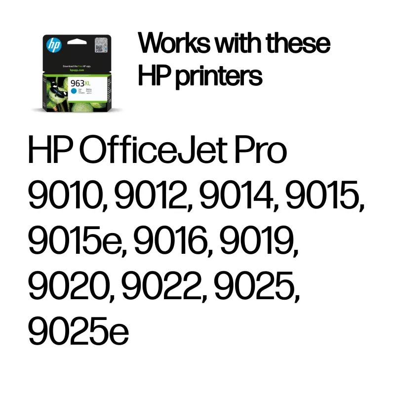 HP 963XL Augstas ražības ciāna oriģinālā tintes kasetne, ciāna, 1 gab., 1600 lpp.