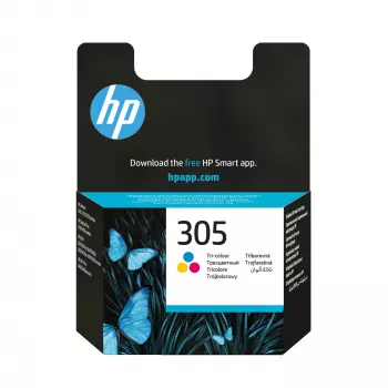 HP 305 Tri-color Original Ink kasetne, ciāna, fuksīna, dzeltena, 1 gab., 100 lapas