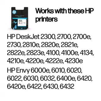 HP 305 Tri-color Original Ink kasetne, ciāna, fuksīna, dzeltena, 1 gab., 100 lapas