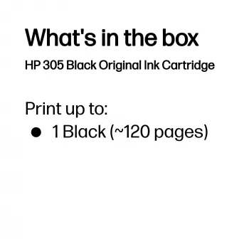 HP 305 Black Original Ink Cartridge, melna, 1 gab., 120 lpp.