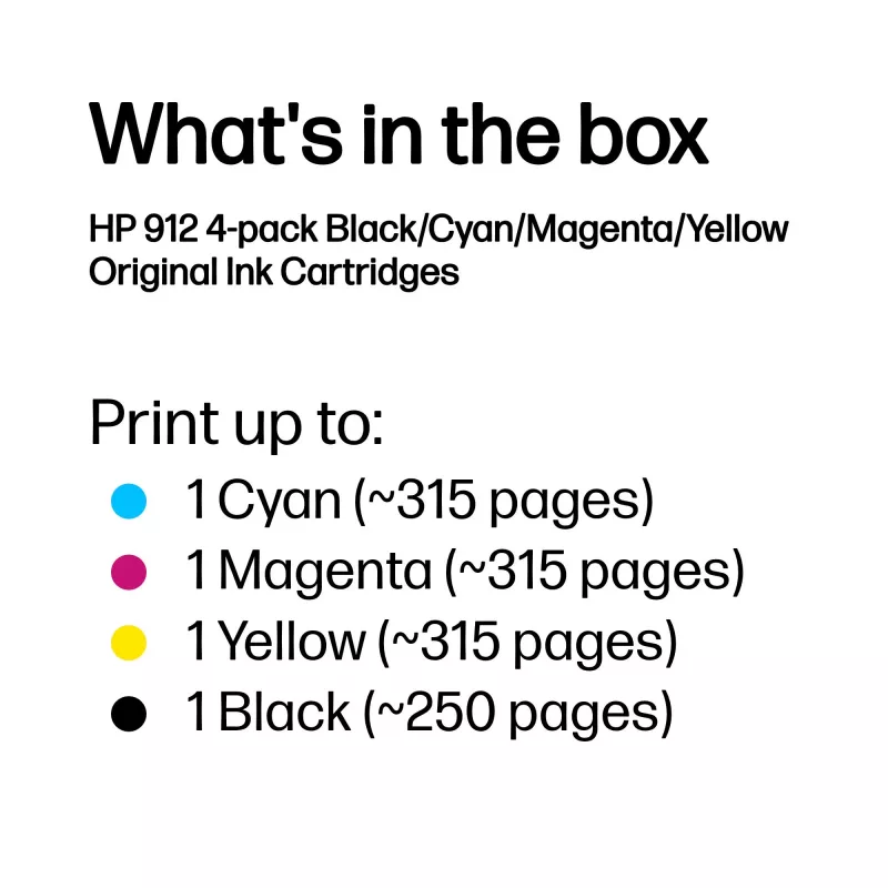 HP 912 4-paka Melna/Cian/Magenta/Dzeltena Originalās Drukas Kasetnes