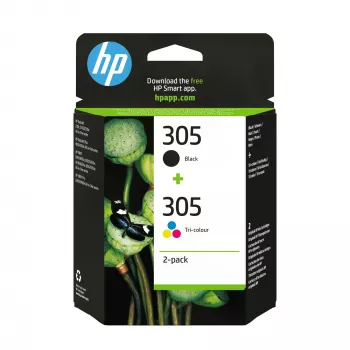 Tintes kasetne HP 305 2 iepakojumā Standarta ietilpība Melna Trīskrāsu