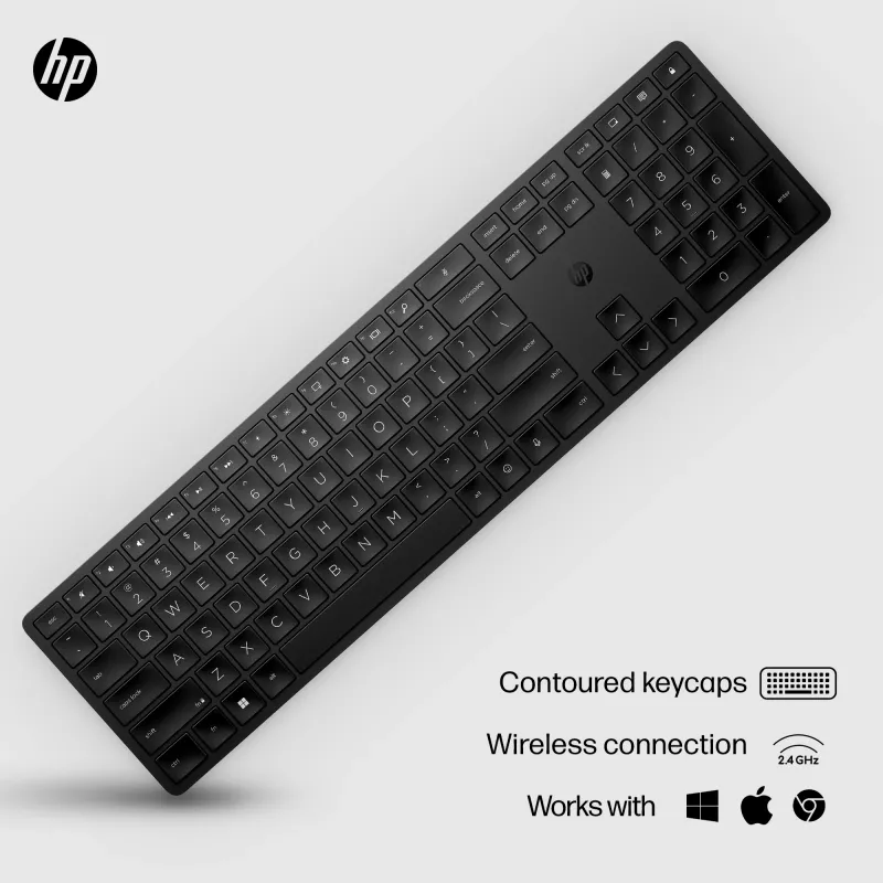 HP 450 Programmējama bezvadu tastatūra, pilnizmēra, RF bezvadu, USB, melna