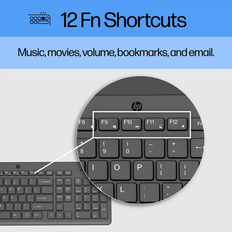 HP 150 vadu tastatūra, pilna izmēra, USB, melna, 1 m kabelis