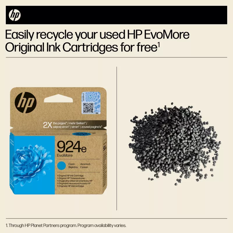 HP 924e EvoMore Cyan tintas kasetne (Original, High XL, 1 gab.)