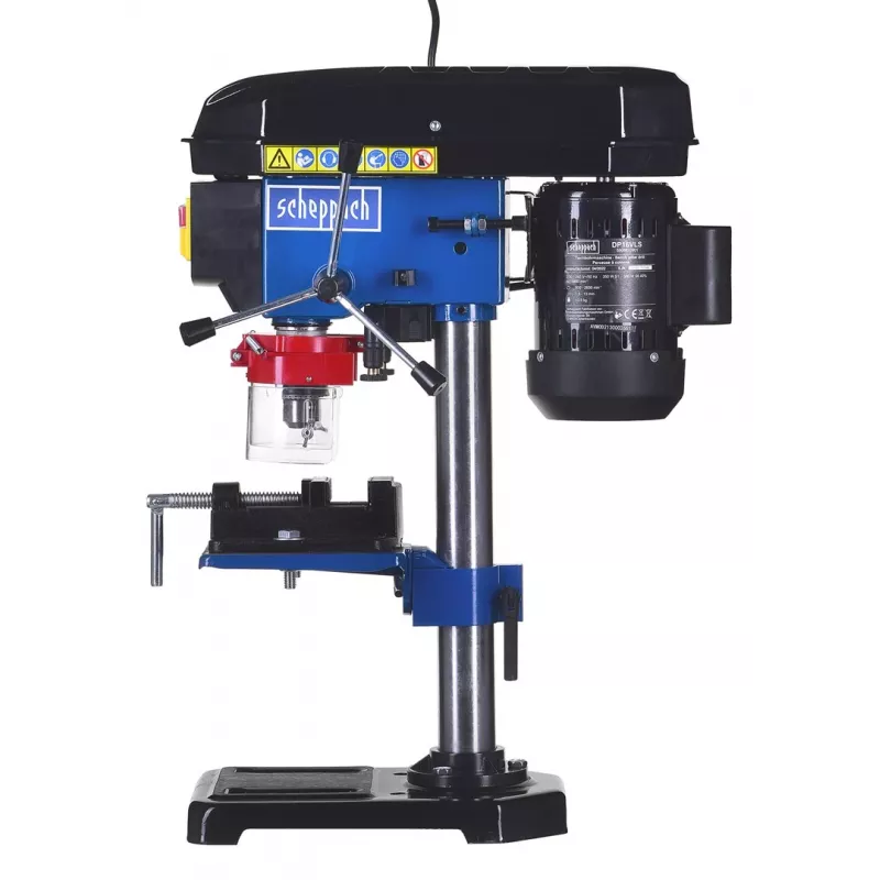 Urbjmāšina galda Scheppach DP16VLS 500W, tērauda korpuss, 230–240V, 2500 RPM, 13 mm patrona, 600×220×435 mm