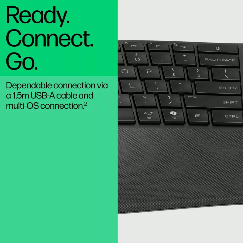 HP 480 Comfort vadu tastatūra, pilna izmēra, USB, melna, 1.5m