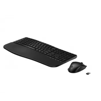 Bezvadu tastatūras un peles komplekts HP 685 Comfort — pilna izmēra izliekta tastatūra, RF bezvadu + Bluetooth, melna, ar peli