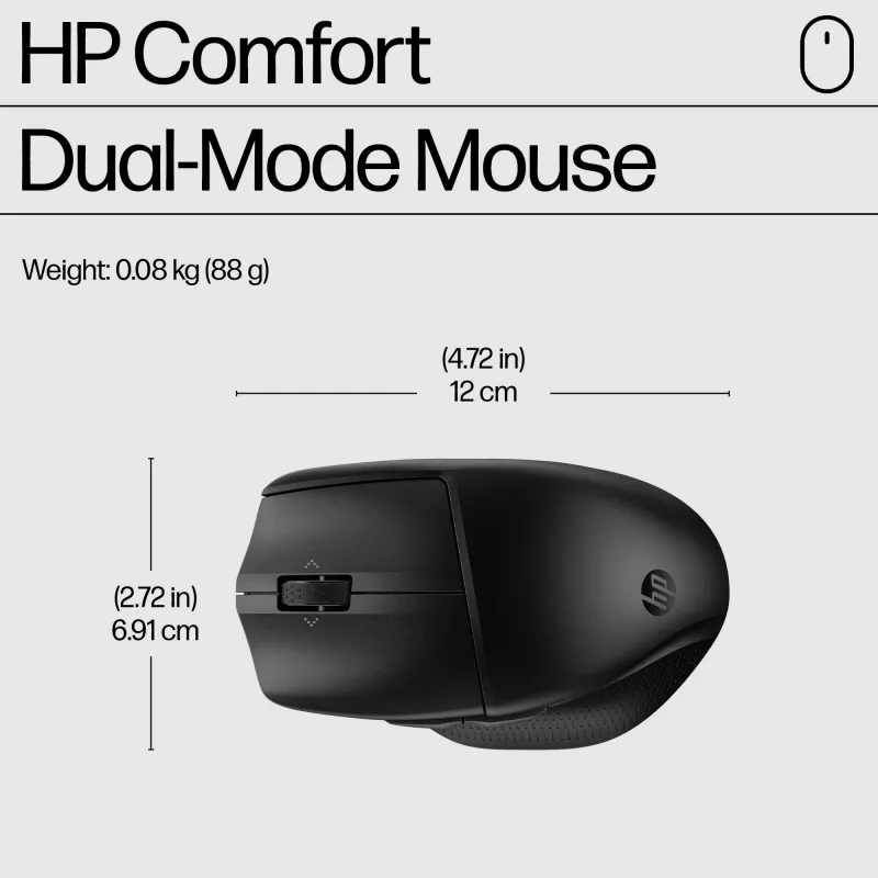 Bezvadu tastatūras un peles komplekts HP 685 Comfort — pilna izmēra izliekta tastatūra, RF bezvadu + Bluetooth, melna, ar peli