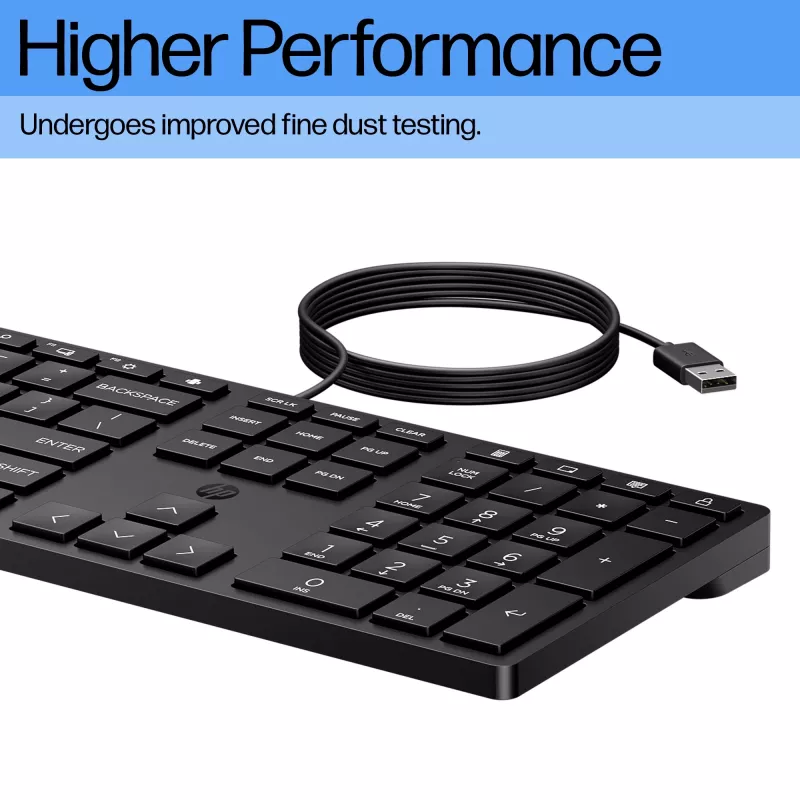 HP Wired Desktop 320K tastatūra, pilna izmēra, USB, membrānas, melna
