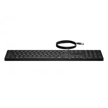 Vadu tastatūra HP 320K — pilna izmēra USB, taisns izkārtojums, 1.8 m vads, melna