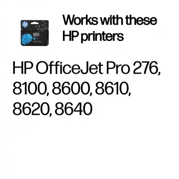 HP 951 Cyan oriģinālā tintes kasetne, ciāna, 1 gab., 535 lapas