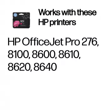 HP 951 Magenta oriģinālā tintes kasetne – pigmenta tinte, standarta ietilpība, 8 ml, 535 lapas