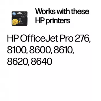 HP 951 Yellow oriģinālā tintes kasetne (pigmenta dzeltenā, 8 ml, standarta iznākums)