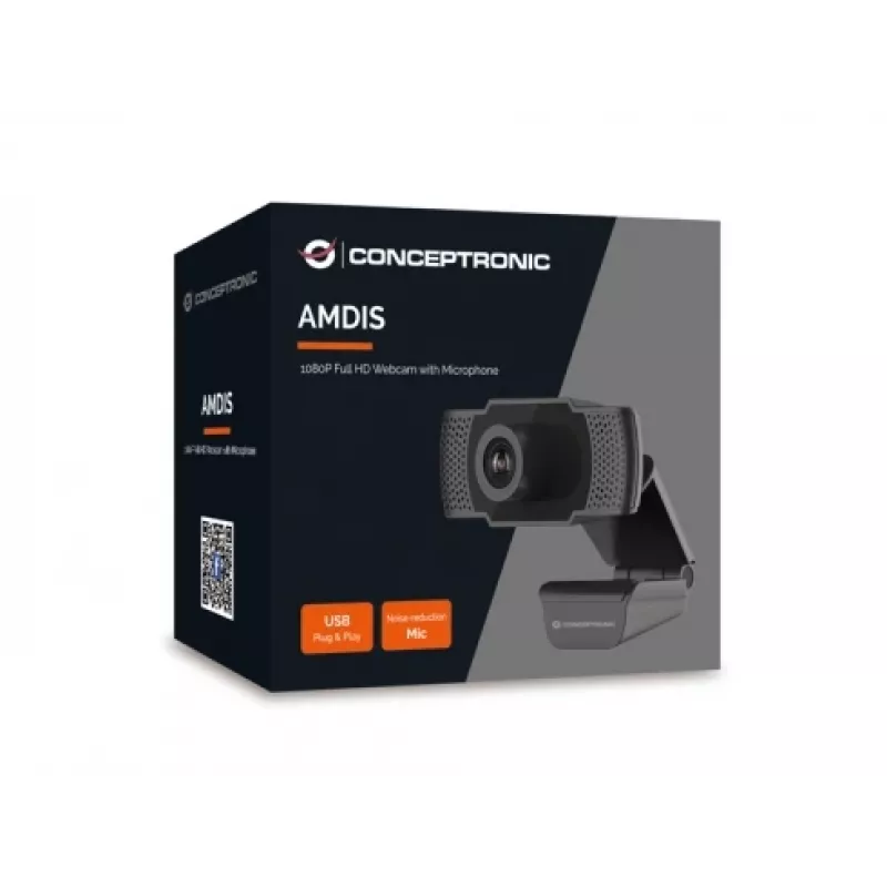 Conceptronic AMDIS 1080P Full HD tīmekļa kamera ar mikrofonu, 2 MP, 1920 x 1080 pikseļi, 30 kadri/s