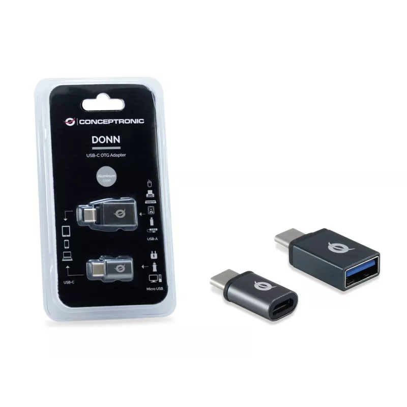 Conceptronic DONN04G USB-C uz USB A/MicroB OTG adapteris 2 gab., 10Gbps (C-A), 480Mbps (C-MicroUSB)