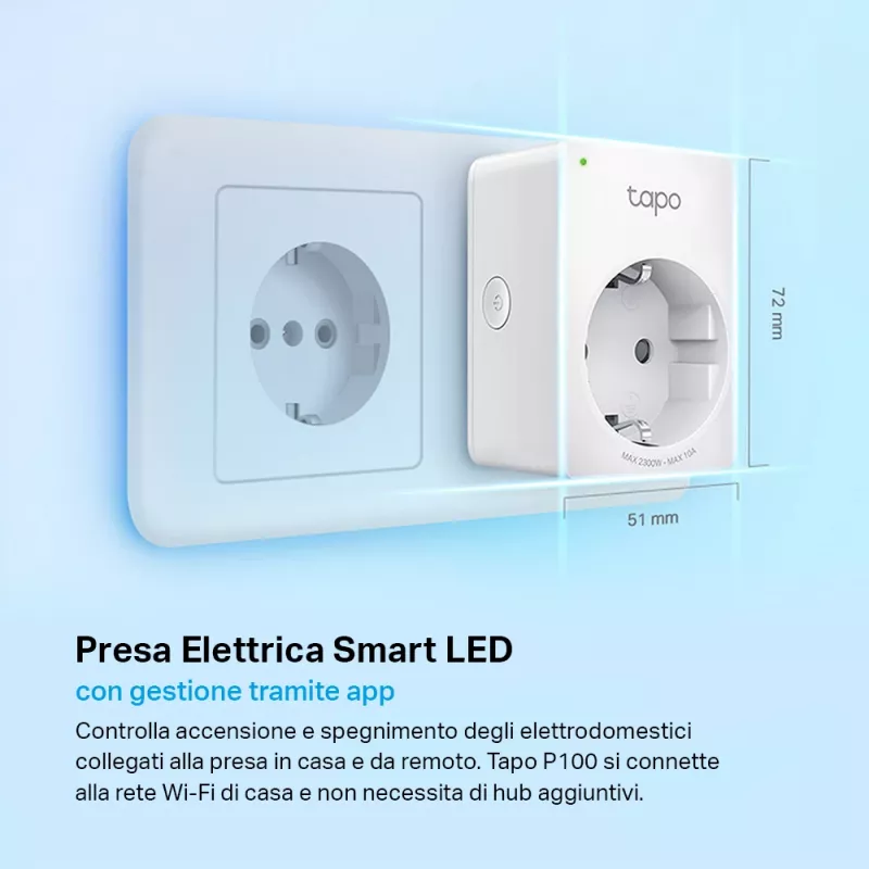 TP-LINK Tapo P100 viedais kontaktdakšs Balts 2300 W