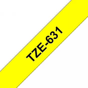 Lentes kasete Brother TZe-631 (TZe) 12 mm x 8 m, melns uz dzeltena