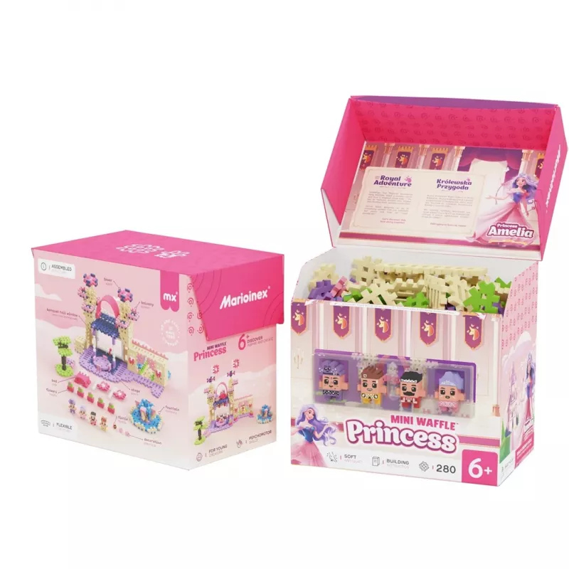 Būvēšanas komplekts Marioinex Waffle Mini Blocks Princese — 280 gab., daudzkrāsains, kastē, vecumam 6+