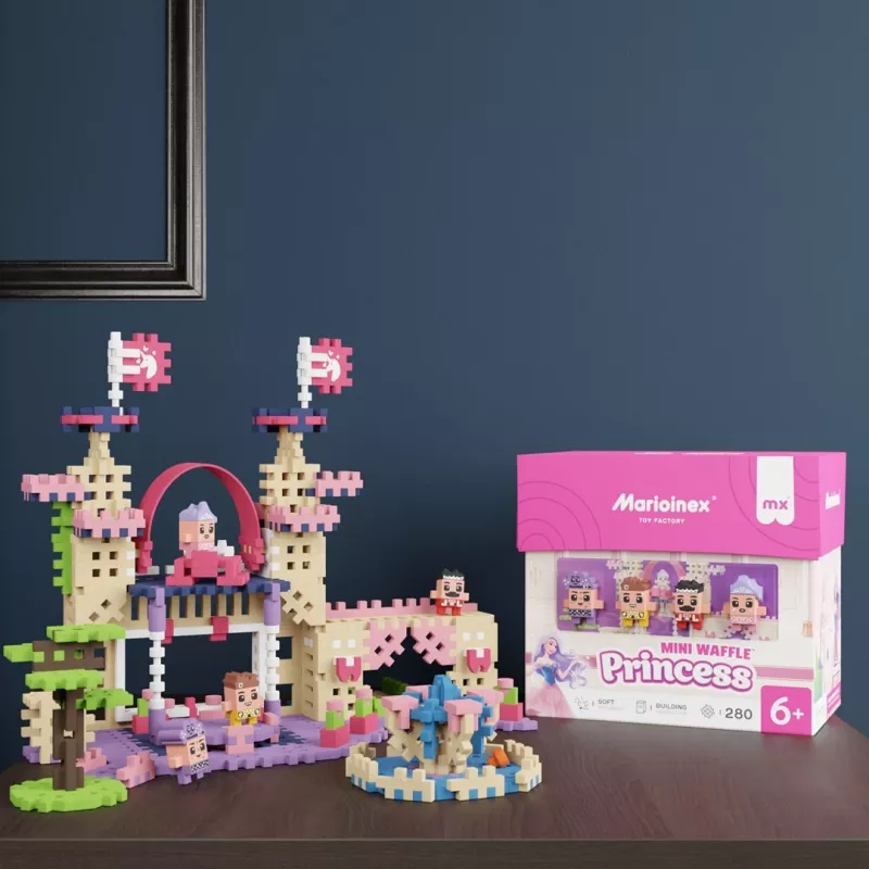 Būvēšanas komplekts Marioinex Waffle Mini Blocks Princese — 280 gab., daudzkrāsains, kastē, vecumam 6+