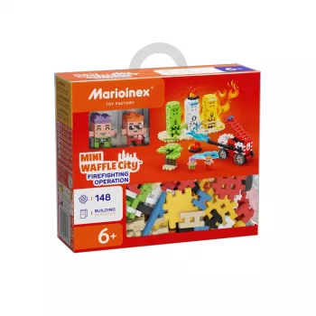 Konstruktors Marioinex Bloki Waffle mini Ugunsdzēsēju operācija, 148 gab., daudzkrāsains, vecums 6+