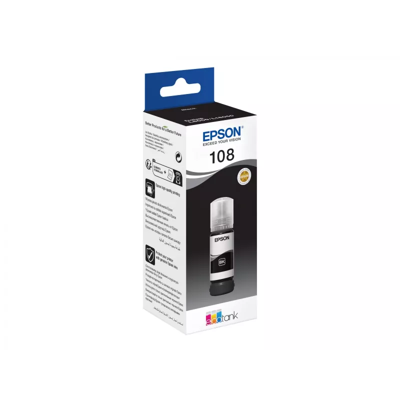 EPSON 108 EcoTank Melnā Tintes Pudele