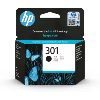 HP 301 oriģinālā melnā tintes kasetne standarta ietilpība 3 ml