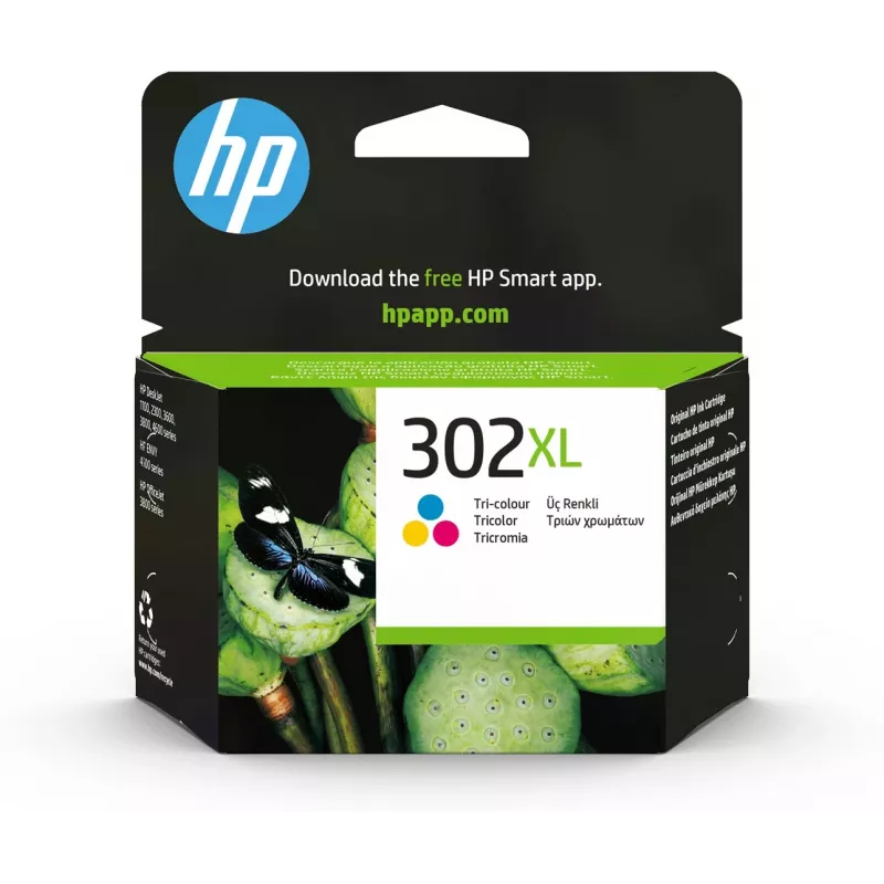 HP 302XL augstas ietilpības trīskrāsu oriģināla tintes kasetne
