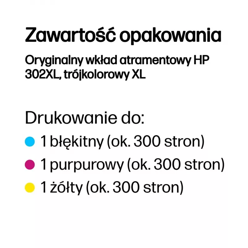 HP 302XL augstas ietilpības trīskrāsu oriģināla tintes kasetne