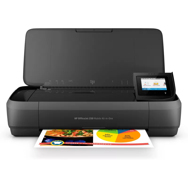 HP Officejet 250 Mobile All-in-One MFP krāsu tintes A4 8lpp/min Kopēšana 10lpp/min Druka 50lapas USB Wi-Fi