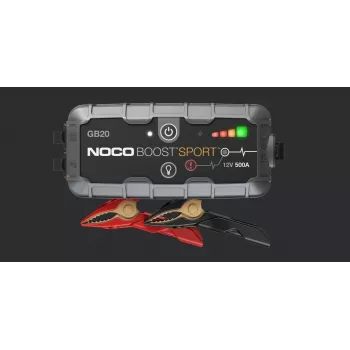 Pārlēkšanas starteris NOCO GB20 500A litija-jonu, 24Wh, IP65, 1x USB 5V/2.1A, iebūvēts lukturītis, benzīnam līdz 4L