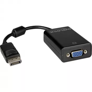DeLOCK 61848 video kabeļa adapteris 0,125 m VGA (D-Sub) uz DisplayPort, melns