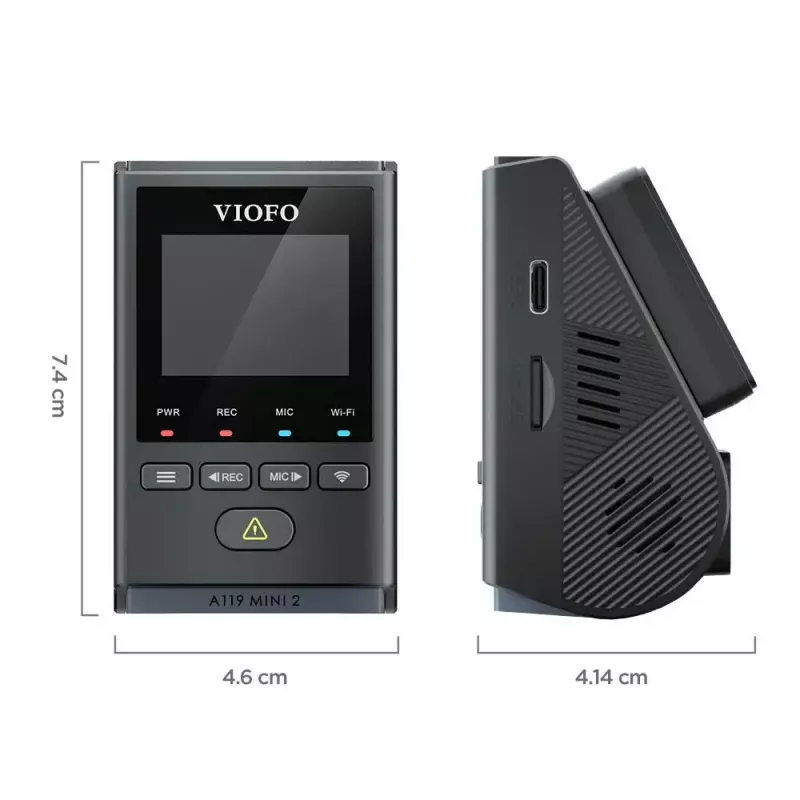 Auto reģistrators VIOFO A119 MINI 2-G GPS – 1 kanāls Quad HD 2560×1440, Sony STARVIS 2 IMX675, 60 kadri/s, 140° F1.6, GPS, Wi-Fi, Divjoslu, Autostāvvietas režīms