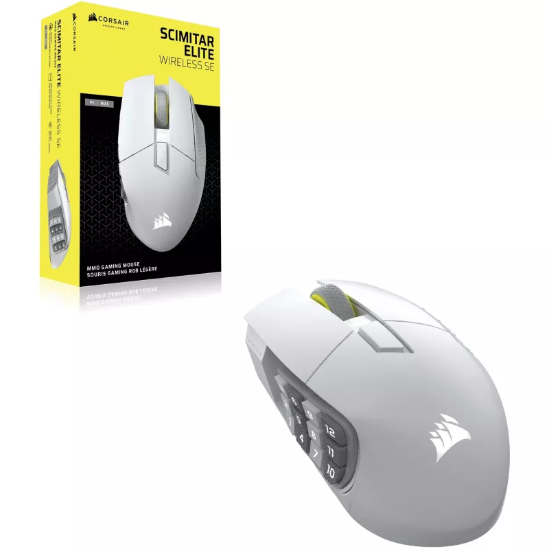 Corsair Scimitar Elite Wireless SE - spēļu pele labročiem, RF bezvadu/Bluetooth, 33000 DPI
