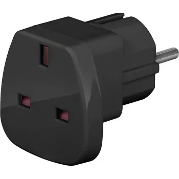 Wentronic Goobay Ceļojumu Adapteris, Melns - UK Kontaktdakša > F Tipa (F Tips, CEE 7/7) (94271)