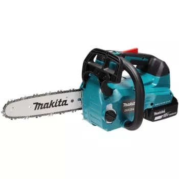 Akumulatora ķēdes zāģis ar augšējo rokturi MAKITA DUC256Z, 36V (2x18V), zils/melns, bez akumulatora un lādētāja
