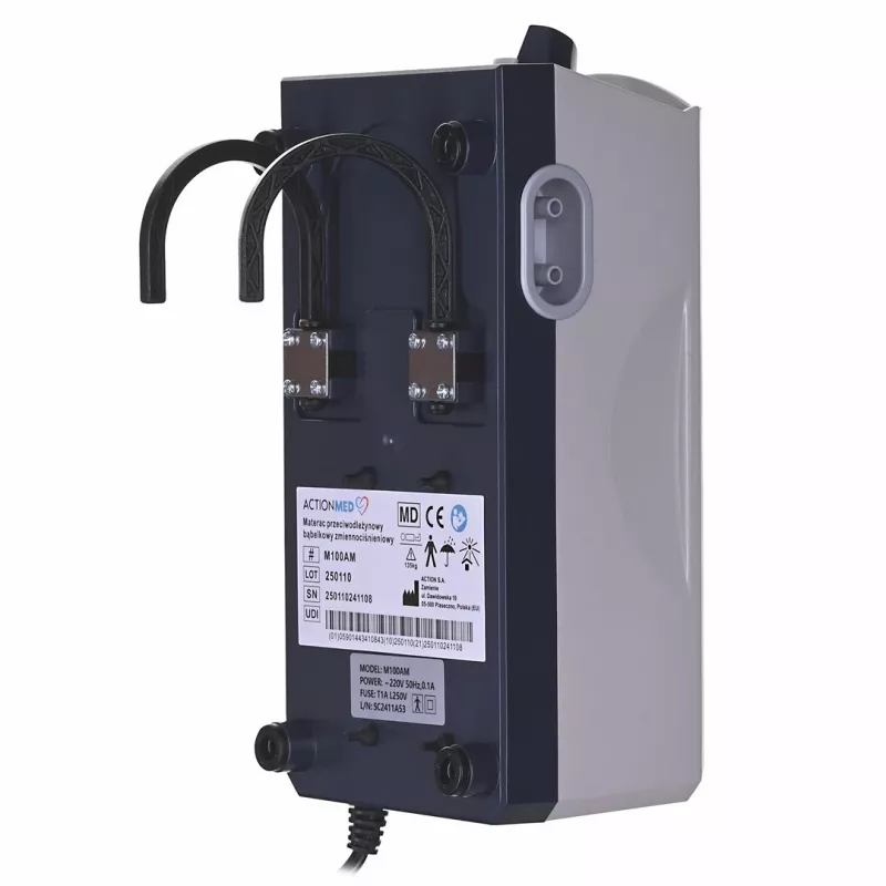 Pretizgulējuma burbuļmatracis ActionMed M100AM mainīgs spiediens, viens PVC matracis 192×82×7 cm, max lietotāja svars 135 kg
