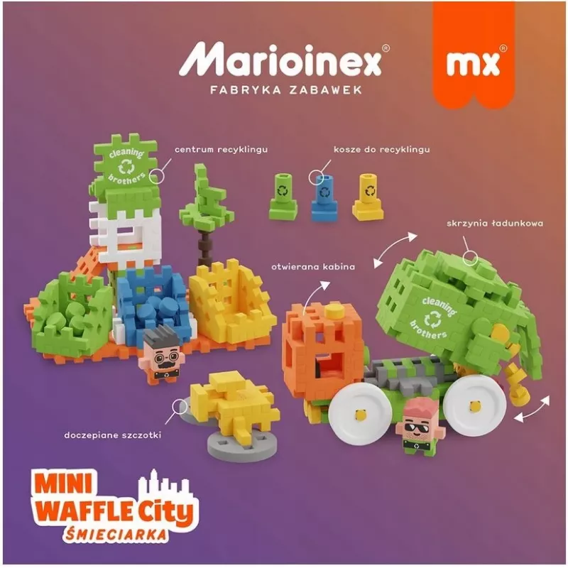 Marioinex Mini Waffle City atkritumu mašīnas būvkluči, 148 gab. (903131)