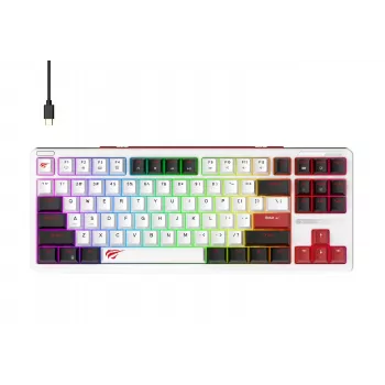 Havit KB902L spēļu tastatūra 80% vadu USB QWERTY 88 taustiņi RGB LED