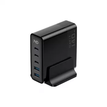 HAVIT Travel Charger UCLE004 EU 140W Piecu Portu GaN Melns