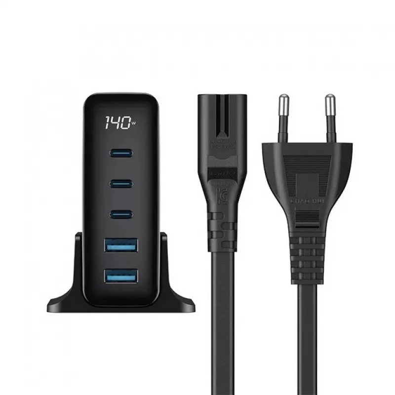 HAVIT Travel Charger UCLE004 EU 140W Piecu Portu GaN Melns