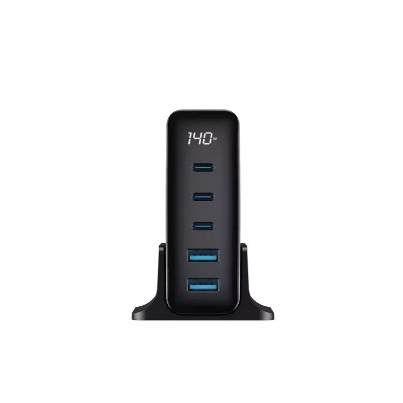 HAVIT Travel Charger UCLE004 EU 140W Piecu Portu GaN Melns