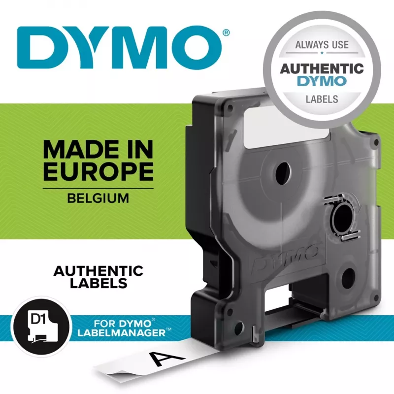 DYMO D1 Nylon etiķetes lente S0718050, 19 mm x 3,5 m, melna uz baltas