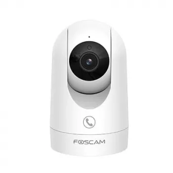 IP drošības kamera Foscam R8M balta — 8 MP 4K (3840×2160), 2.8 mm stikla objektīvs, 350° horizontāli / 150° vertikāli, 2.4G/5G Wi‑Fi, microSD līdz 256GB
