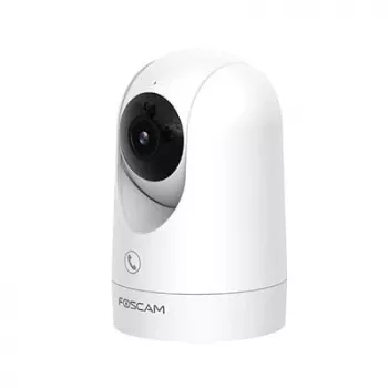 IP drošības kamera Foscam R8M balta — 8 MP 4K (3840×2160), 2.8 mm stikla objektīvs, 350° horizontāli / 150° vertikāli, 2.4G/5G Wi‑Fi, microSD līdz 256GB