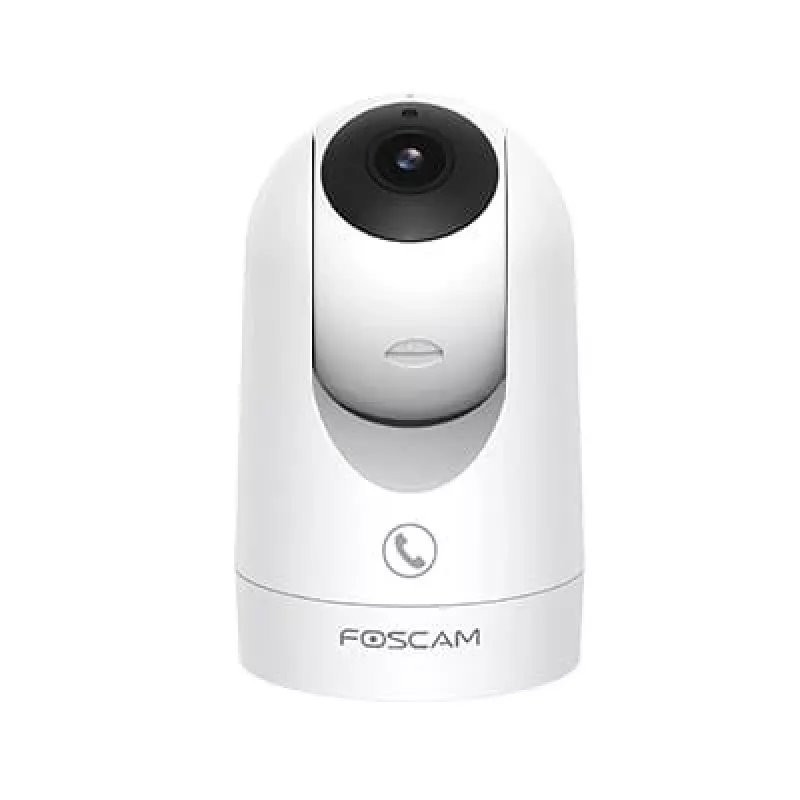 IP drošības kamera Foscam R8M balta — 8 MP 4K (3840×2160), 2.8 mm stikla objektīvs, 350° horizontāli / 150° vertikāli, 2.4G/5G Wi‑Fi, microSD līdz 256GB