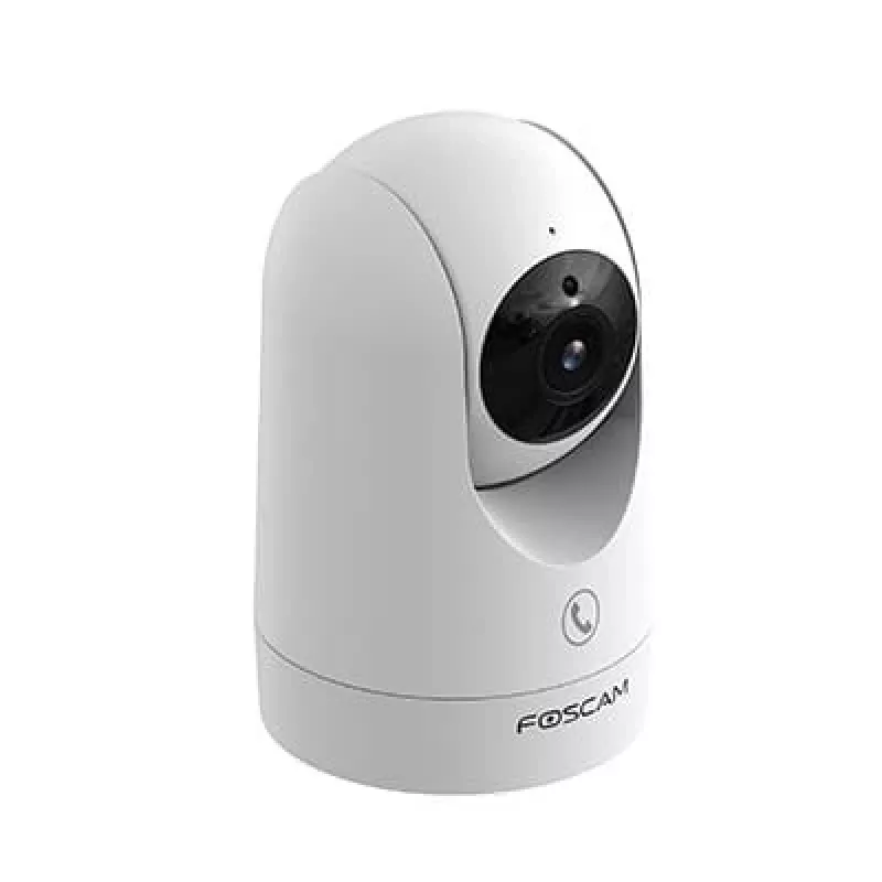 IP drošības kamera Foscam R8M balta — 8 MP 4K (3840×2160), 2.8 mm stikla objektīvs, 350° horizontāli / 150° vertikāli, 2.4G/5G Wi‑Fi, microSD līdz 256GB