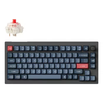Mehāniskā tastatūra Keychron V1 MAX 75% Melna ar Red slēdžiem (V1M-D1)